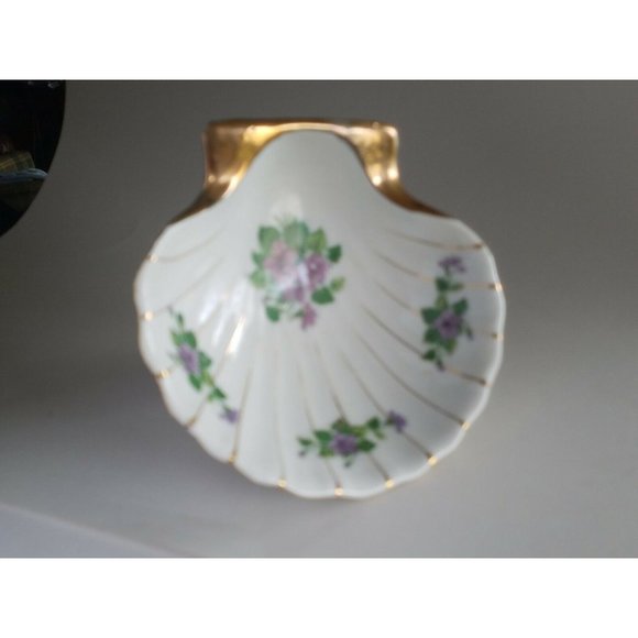 Vintage Nasco Japan Shell Porcelain dish hand painted flowers - Picture 2 of 6